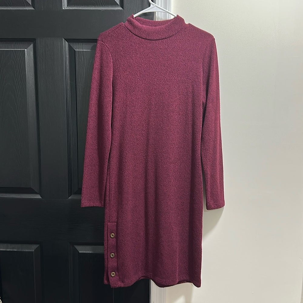 Banana Republic Plum Purple Mock Neck Knit Sweater Dress